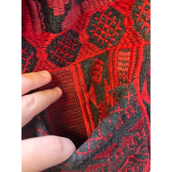 Urban Artisan Biya Hooded Cardigan Geometric Red & Grey Knit Sweater XL - Picture 5 of 7